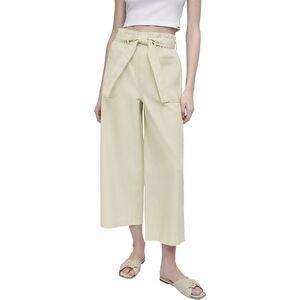 Dkny Womens  High Waist Paper Bag Pant, Grey